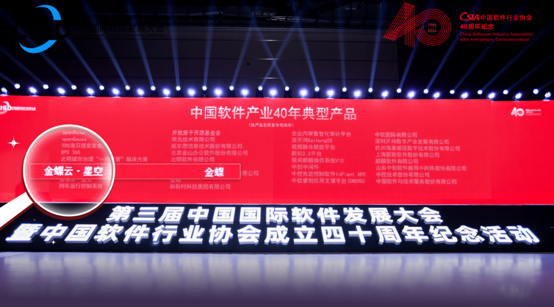 金蝶云·星空榮獲“中國軟件產業40年典型產品”！